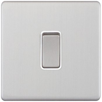 Selectric 5M-Plus Satin Chrome 1 Gang 20A DP Switch with White Insert
