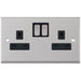 Selectric 7M-Pro Satin Chrome 2 Gang 13A Switched Socket with Black Insert