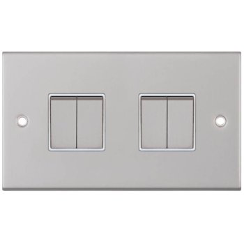 Selectric 5M Satin Chrome 4 Gang 10A 2 Way Switch with White Insert