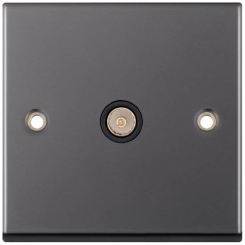 Selectric 7M-Pro Black Nickel 1 Gang TV Socket with Black Insert