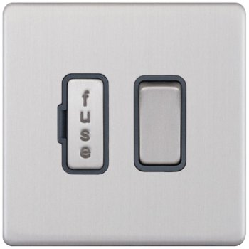 Selectric 5M-Plus Screwless Satin Chrome 13A DP Switched Fused Connection Unit with Grey Insert