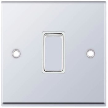 Selectric 7M-Pro Polished Chrome 1 Gang 10A 2 Way Switch with White Insert