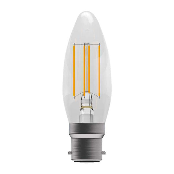 Bell 60211 Aztex 4W LED CRI90 Filament Candle Dimmable - BC, Clear, 2200K 320lm