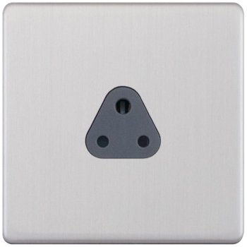 Selectric 5M-Plus Screwless Satin Chrome 1 Gang 2A Round Pin Socket with Grey Insert