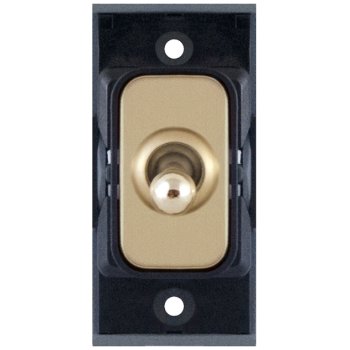 Selectric GRID360 Satin Brass 10A Intermediate Toggle Switch Module with Black Insert