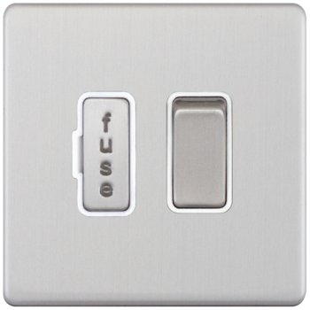 Selectric 5M-Plus Satin Chrome 13A DP Switched Fused Connection Unit with White Insert