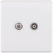 Selectric 5M-Plus Matt White 2 Gang Satellite and TV/FM Socket with White Insert