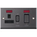 Selectric 7M-Pro Black Nickel 45A DP Switch and 13A Switched Socket with Neon and Black Insert