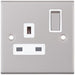 Selectric 5M Satin Chrome 1 Gang 13A DP Switched Socket with White Insert