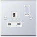 Selectric 7M-Pro Polished Chrome 1 Gang 13A DP Switched Socket with White Insert