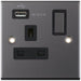 Selectric 5M Black Nickel 1 Gang 13A Switched Socket with USB Outlet and Black Insert