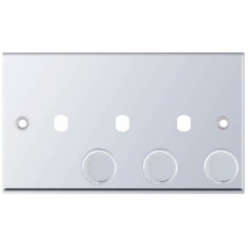 Selectric 7M-Pro Polished Chrome 2 Gang Triple Aperture Dimmer Plate with Matching Knobs