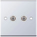 Selectric 5M Polished Chrome 2 Gang Satellite Socket with White Insert