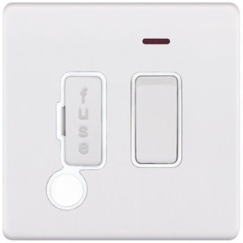 Selectric 5M-Plus Matt White 13A DP Switched Fused Connection Unit with Flex Outlet, Neon, and White Insert