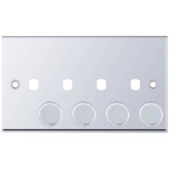 Selectric 7M-Pro Polished Chrome 2 Gang Quad Aperture Dimmer Plate with Matching Knobs