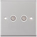 Selectric 7M-Pro Satin Chrome 2 Gang TV/FM Socket with White Insert