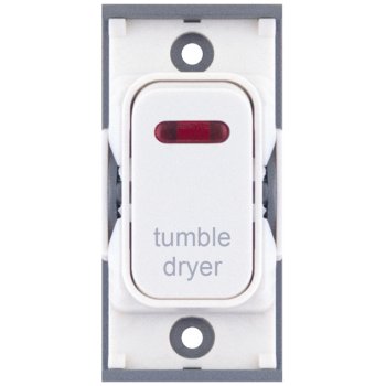 Selectric GRID360 White 20A DP Switch Module Marked ‘tumble dryer’ with Neon and White Insert