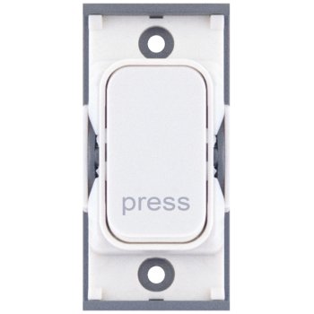 Selectric GRID360 White 10A Retractive Switch Module Marked ‘press’ with White Insert