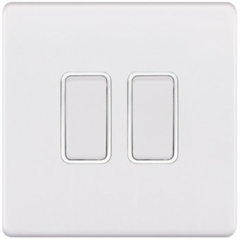 Selectric 5M-Plus Matt White 2 Gang 10A 2 Way Switch with White Insert