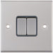 Selectric 7M-Pro Satin Chrome 2 Gang 10A 2 Way Switch with Grey Insert