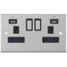 Selectric 5M Satin Chrome 2 Gang 13A Switched Socket with USB Outlet and Black Insert