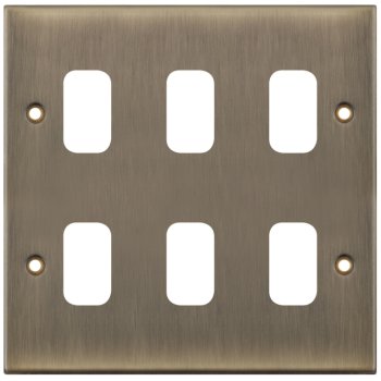 Selectric 5M GRID360 Antique Brass 6 Gang Faceplate