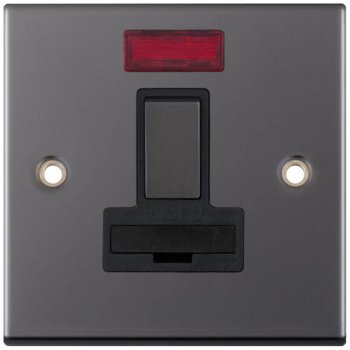 Selectric 5M Black Nickel 13A DP Switched Fused Connection Unit with Neon and Black Insert