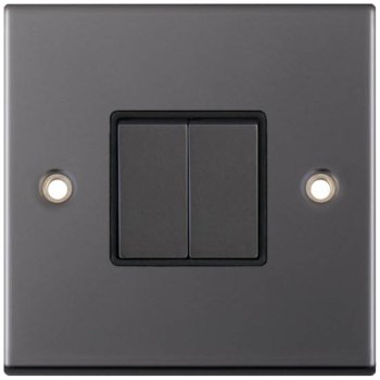 Selectric 5M Black Nickel 2 Gang 10A 2 Way Switch with Black Insert