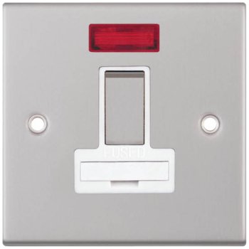 Selectric 5M Satin Chrome 13A DP Switched Fused Connection Unit with Neon and White Insert