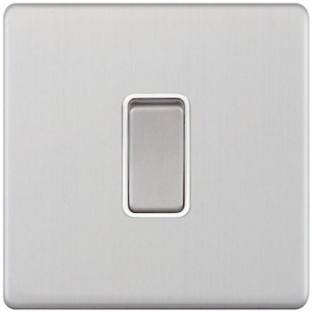 Selectric 5M-Plus Satin Chrome 1 Gang 10A 2 Way Switch with White Insert