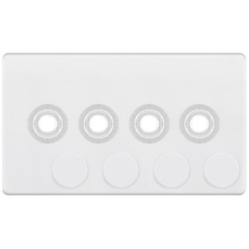 Selectric 5M-Plus Matt White 2 Gang Quad Aperture Dimmer Plate with Matching Knobs