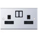 Selectric 7M-Pro Polished Chrome 2 Gang 13A Switched Socket with Black Insert