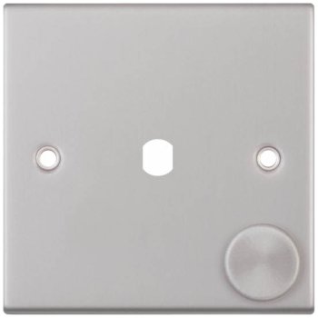 Selectric 5M Satin Chrome 1 Gang Single Aperture Dimmer Plate with Matching Knob