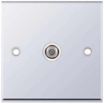 Selectric 7M-Pro Polished Chrome 1 Gang Satellite Socket with White Insert