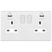 Selectric 5M-Plus Matt White 2 Gang 13A Switched Socket with USB Outlet and White Insert