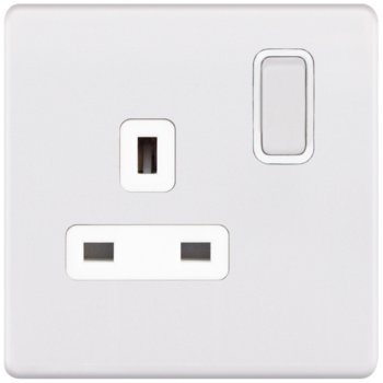 Selectric 5M-Plus Matt White 1 Gang 13A DP Switched Socket with White Insert