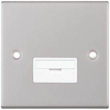 Selectric 5M Satin Chrome 13A Fused Connection Unit with White Insert