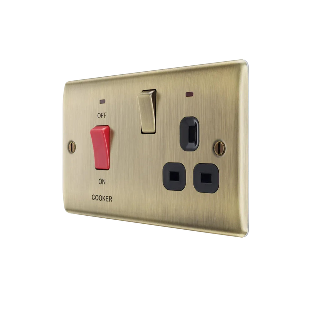 BG Nexus NAB70B Metal Antique Brass 45A Cooker Socket Switch Unit With ...