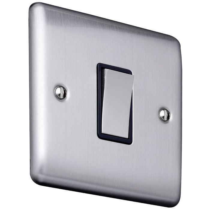 Caradok 1G 2Way 10A Switch Brushed Chrome Black Insert