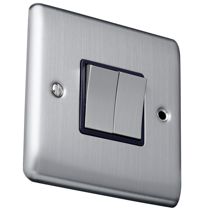 Caradok 2G 2Way 10A Switch Brushed Chrome Black Insert