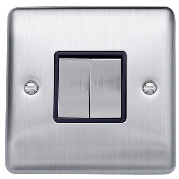 Caradok 2G 2Way 10A Switch Brushed Chrome Black Insert