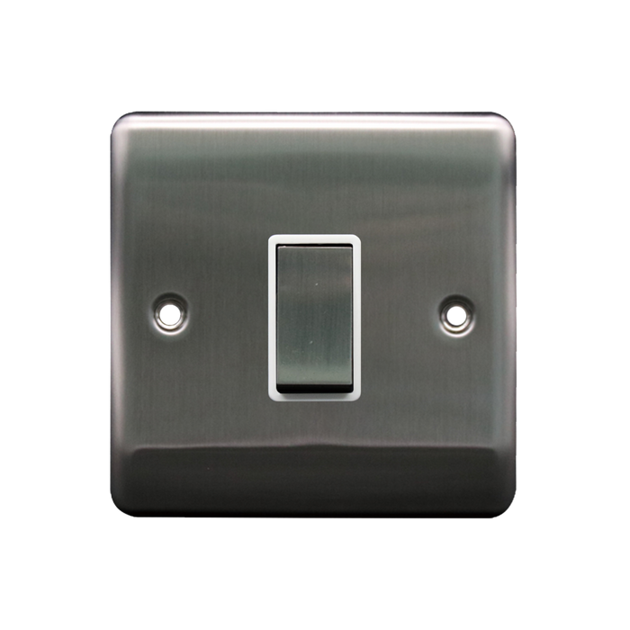 Caradok 1G 2Way 10A Switch Brushed Chrome White Insert