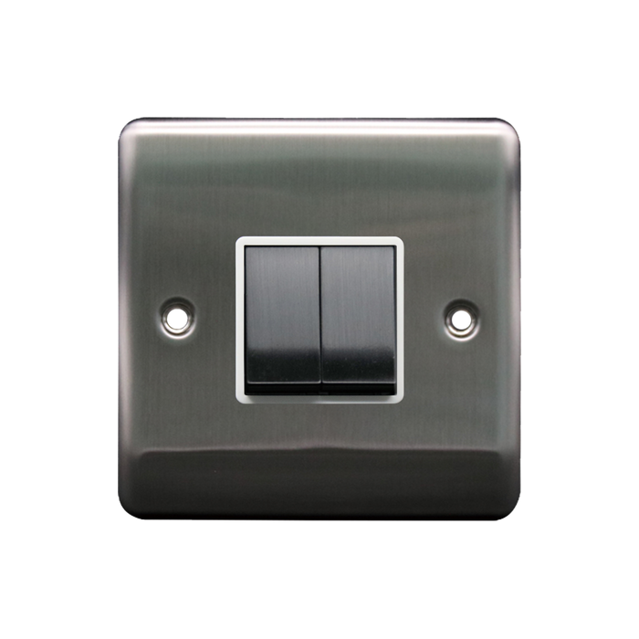 Caradok 2G 2Way 10A Switch Brushed Chrome White Insert