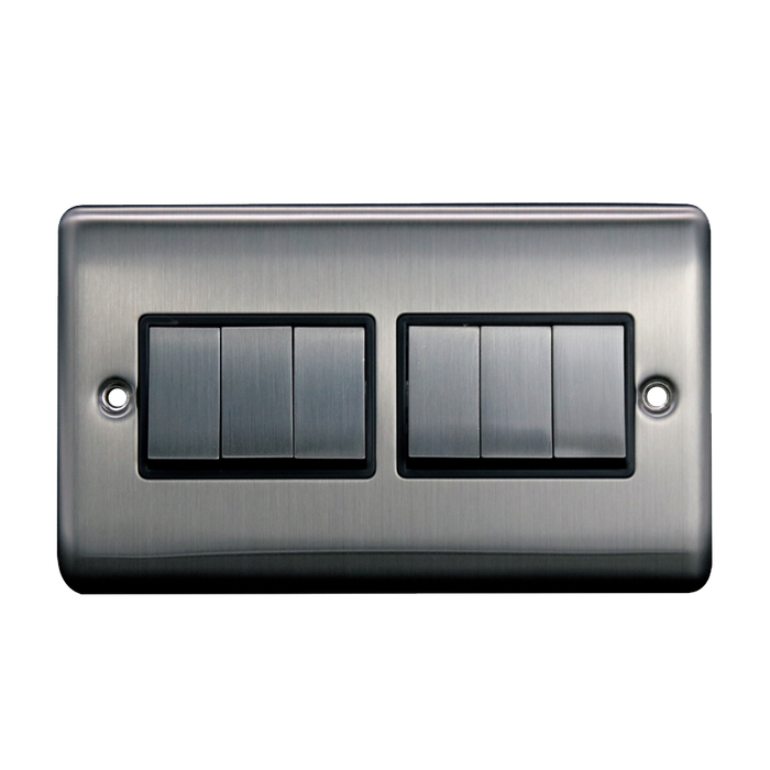 Caradok 6G 2Way 10A Switch Brushed Chrome Black Insert