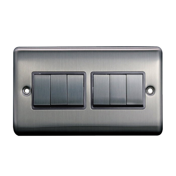 Caradok 6G 2Way 10A Switch Brushed Chrome Grey Insert