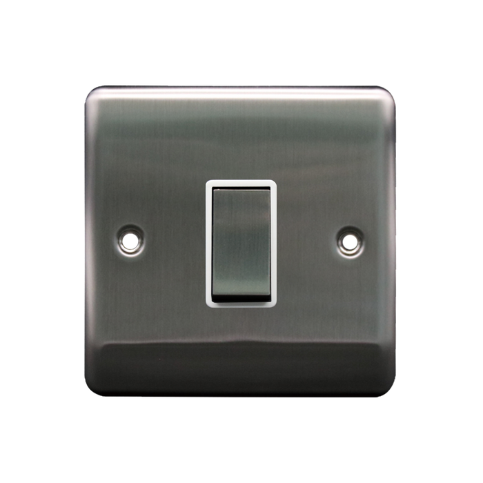 Caradok 1G Intermediate 10A Switch Brushed Chrome White Insert