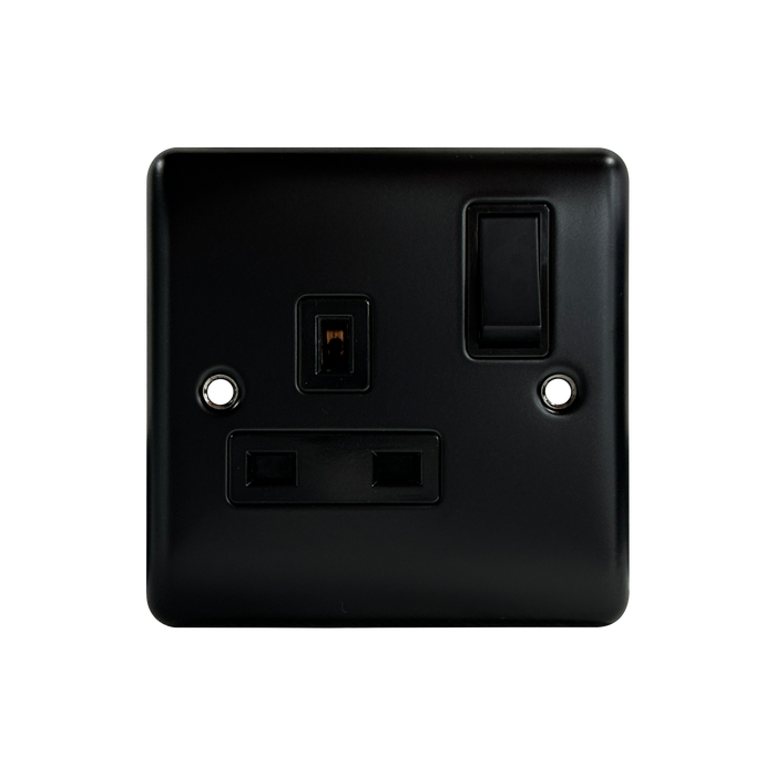 Caradok 1G 13A DP Switched Socket Matt Black