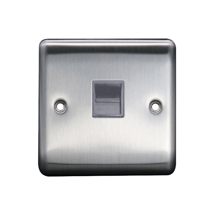 Caradok 1G Secondary Telephone Socket Brushed Chrome Grey Insert