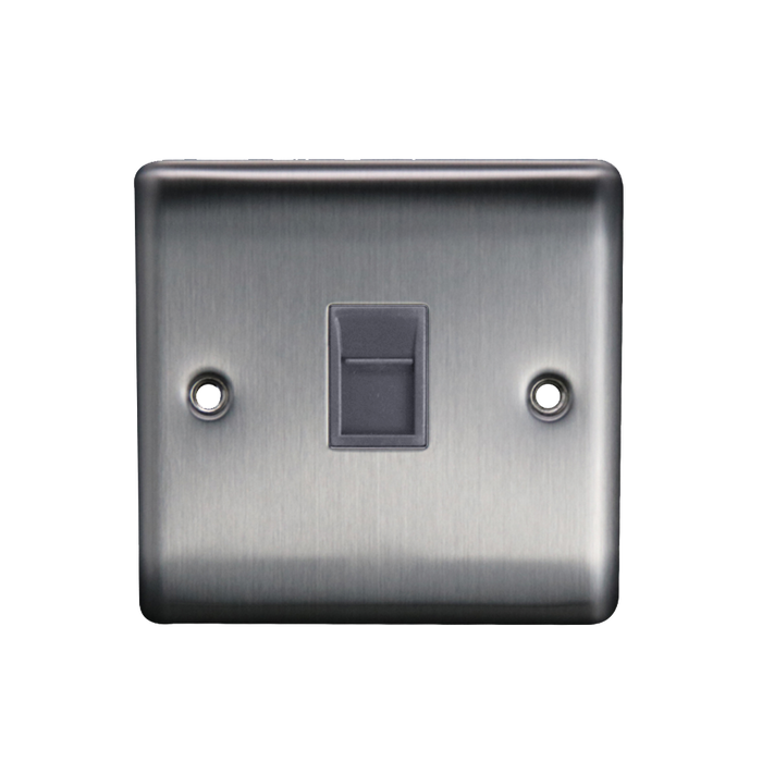 Caradok 1G RJ45 Cat5 Socket Brushed Chrome Grey Insert