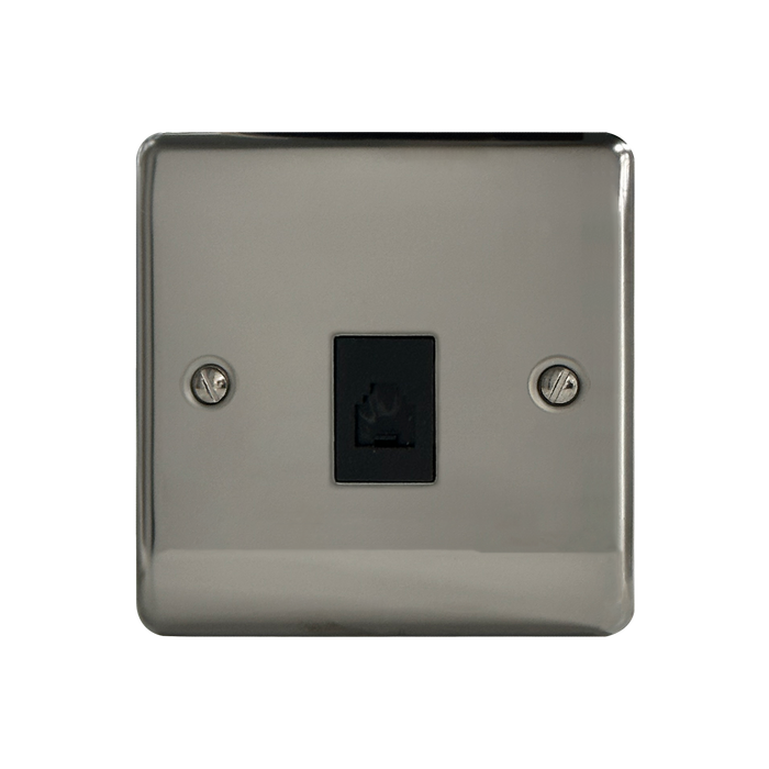 Caradok 1G RJ11 Telephone Socket Black Nickel